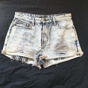 High waisted denim shorts