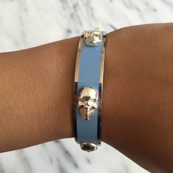 Alexander McQueen Jewelry - Alexander McQueen think blue skull bangle