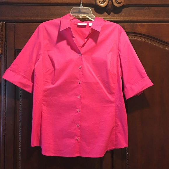 NWT large NY & Co pink button down blouse