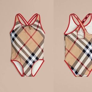 A brand new girls Burberry swimsuit. Size 14Y