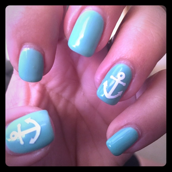 White anchor nail stickers
