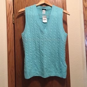 NWT J Crew Merino Sweater Vest Size L Turquoise