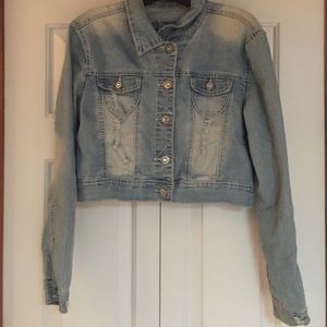 Distressed jean jacket