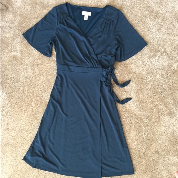 Dark Green Elegant Wrap Midi Dress -Dark turquoise