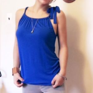 Micheal Kors Soid Blue sleeveless halter tank