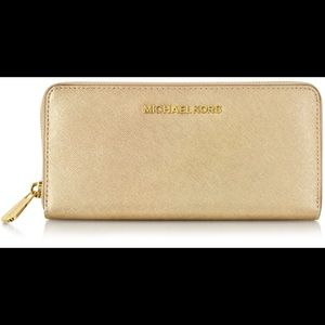 Michael Kors Saffiano Gold Leather Wallet