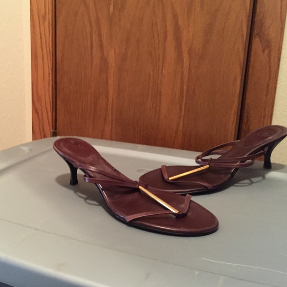 Zara brown sandals with gold accent size 40
