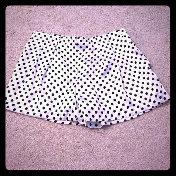 White shorts with black polka dots