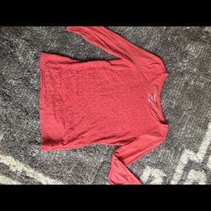 Old Navy - coral 3/4 sleeve lace tee