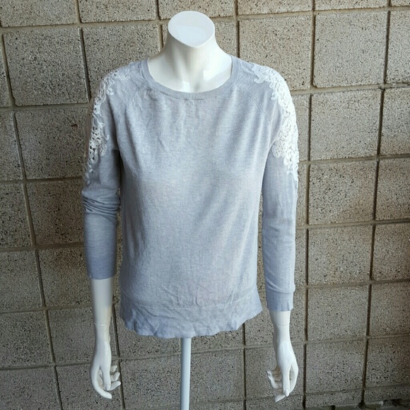 Lace sleeve crew neck sweater!