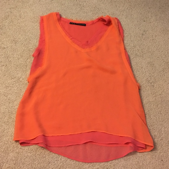 Pink and orange silk blouse