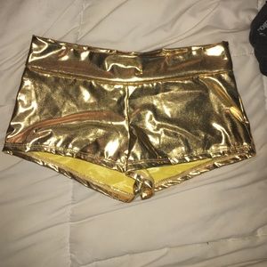 gold booty shorts