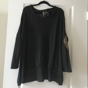 Chandelier Knit Sweater with Sequin Elbow Pads M/L