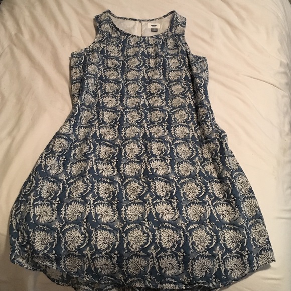 Blue and white patterned sundress
