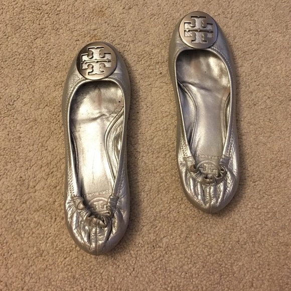 Tory Burch silver flats