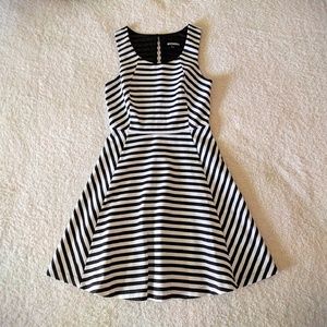 Express Black and White Stripped A-line Dress