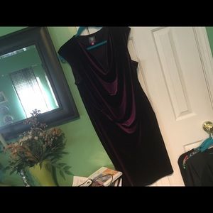 Vince Camuto purple velvet  cowl neck dress