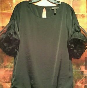 BCBG MaxAzria Black Oversized Ruffled Tunic Dress