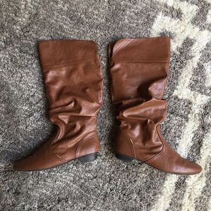 Brown pleather boots