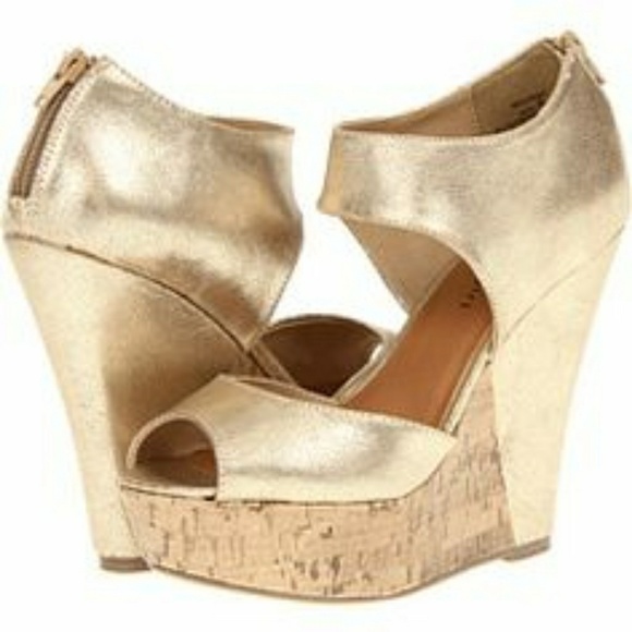Madden Girl Shoes - MADDEN GIRL Gold Metallic Cork Wedge Platform