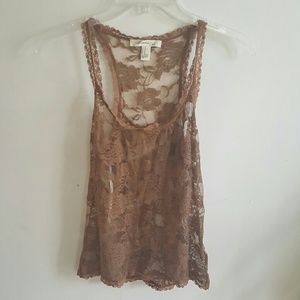 Forever 21 Brown Lace Cami Tank Top M