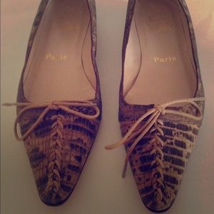 Christian Louboutin crock snake 38 tie sexy flats