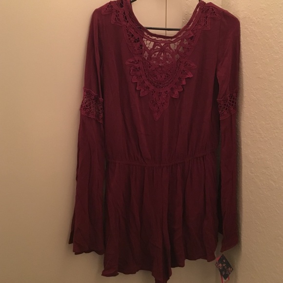 red boho romper