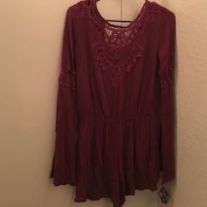 red boho romper