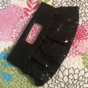 Black sequin clutch