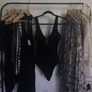 Black lace up bodysuit