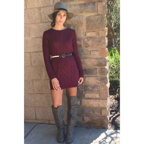 Cable Knit Sweater Dress - Picture 2 of 3
