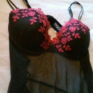 Sexy Red & Black Lingerie Dress w/open back