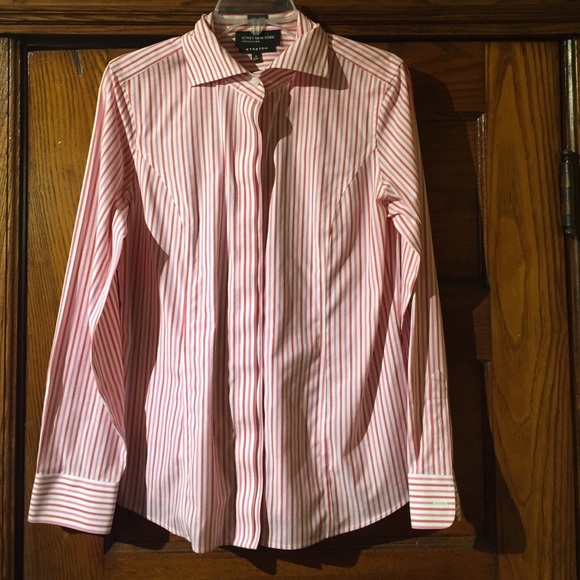 Pink and White stripe button up