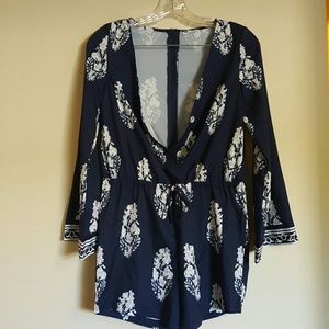 Blue and white romper