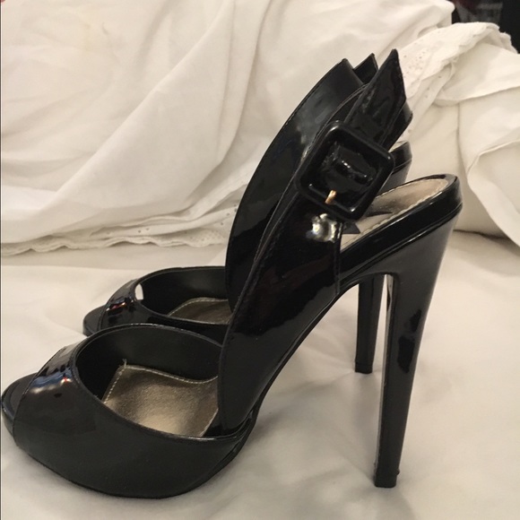 Black Patent Leather Peeptoe Slingbacks - NWB-SZ 7