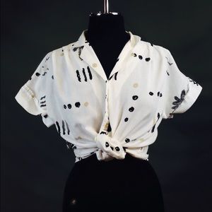 White Tropical-Deco Blouse