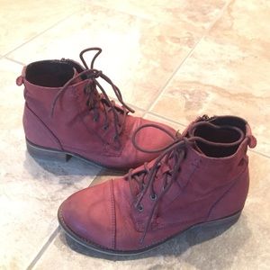 Red Steve Madden Combat Booties