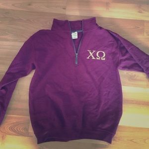 Chi omega quarter zip sweat shirt
