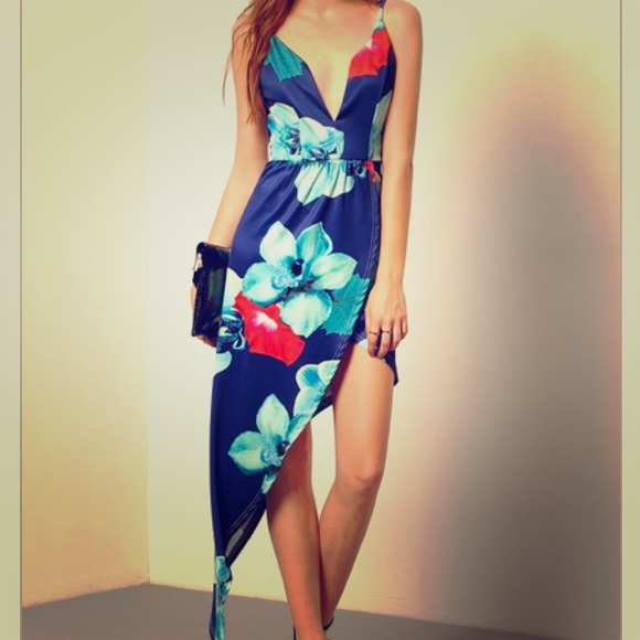 NWOT Floral Spaghetti Strap Asymmetrical Dress
