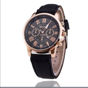 Gold and black watch