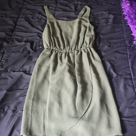 Olive green caged back dress