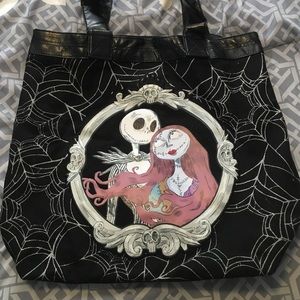 Jack & Sally Tote Bag Disney Store Inside Pocket