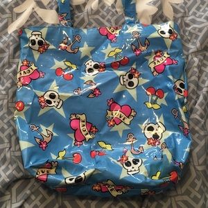 Super Cute Skull Tote W Anchors, Cherries & Hearts