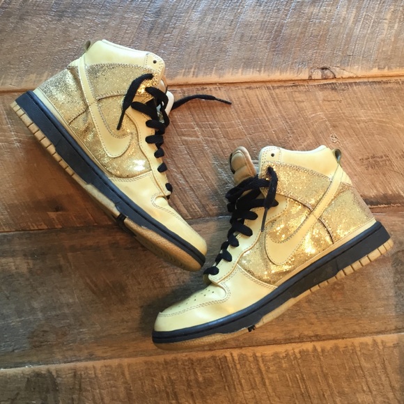 gold nike high tops