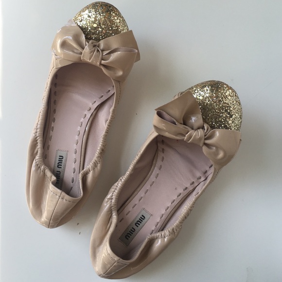 Miu Miu glitter cap toe ballet flats
