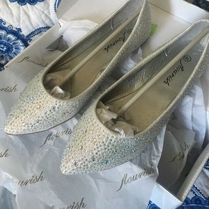 Silver Crystal Covered Flats
