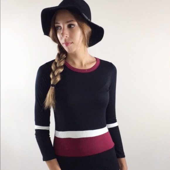Black & Burgundy Striped Top - Picture 2 of 2