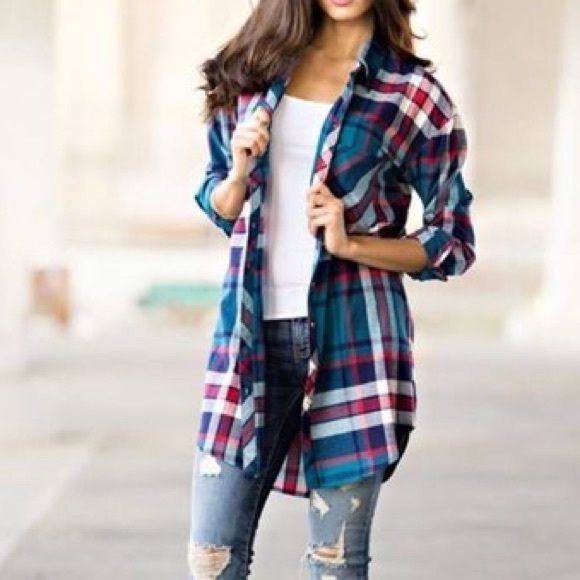 STEEZYER BLUE PLAID BUTTON UP - Picture 4 of 4