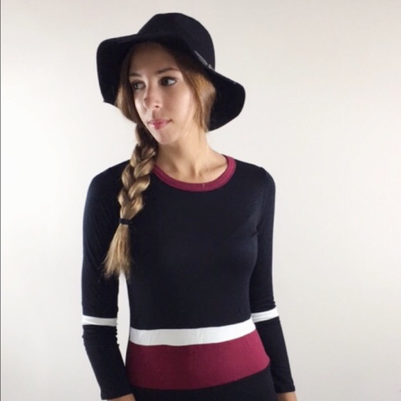 Black & Burgundy Striped Top - Picture 2 of 2