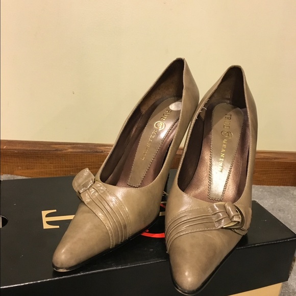True Meaning taupe heels